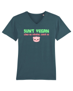 SUNT VEGAN CAND NU MANANC CEAFA DE PORC Tricou mânecă scurtă guler V Bărbat Presenter