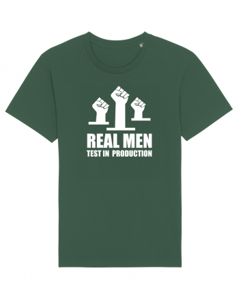 pentru programatori - Real men test in production Bottle Green