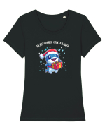 HERE COMES SANTA JAWS! Tricou mânecă scurtă guler larg fitted Damă Expresser
