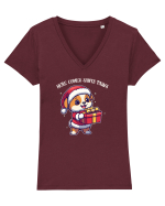 HERE COMES SANTA PAWS! ok Tricou mânecă scurtă guler V Damă Evoker
