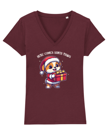 HERE COMES SANTA PAWS! ok Burgundy