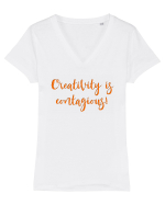 Creativity is Contagious! Tricou mânecă scurtă guler V Damă Evoker
