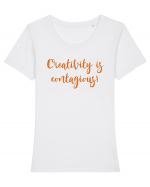 Creativity is Contagious! Tricou mânecă scurtă guler larg fitted Damă Expresser