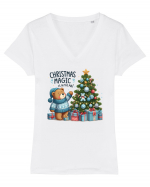 cu ursuleți si urări de Crăciun - Christmas magic is in the air Tricou mânecă scurtă guler V Damă Evoker