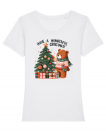 cu ursuleți si urări de Crăciun - Have a wonderful Christmas Tricou mânecă scurtă guler larg fitted Damă Expresser