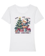 cu ursuleți si urări de Crăciun - Hope - Love - Joy Tricou mânecă scurtă guler larg fitted Damă Expresser