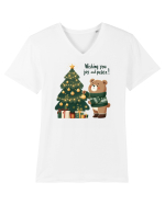 cu ursuleți si urări de Crăciun - Wishing you joy and peace Tricou mânecă scurtă guler V Bărbat Presenter
