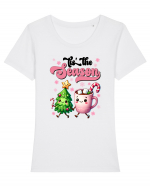 Crăciunul in roz - Tis the season Tricou mânecă scurtă guler larg fitted Damă Expresser