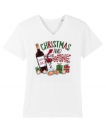 cu vin si umor de  Crăciun - Christmas and wine Tricou mânecă scurtă guler V Bărbat Presenter