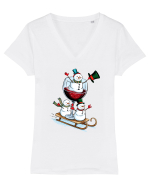 cu vin si umor de  Crăciun - Christmas wine delivery Tricou mânecă scurtă guler V Damă Evoker
