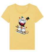 cu vin si umor de  Crăciun - Christmas wine delivery Tricou mânecă scurtă guler larg fitted Damă Expresser