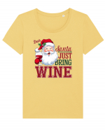 cu vin si umor de  Crăciun - Dear Santa just bring wine Tricou mânecă scurtă guler larg fitted Damă Expresser