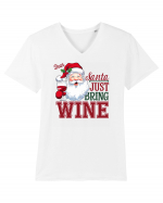 cu vin si umor de  Crăciun - Dear Santa just bring wine Tricou mânecă scurtă guler V Bărbat Presenter