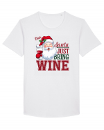 cu vin si umor de  Crăciun - Dear Santa just bring wine Tricou mânecă scurtă guler larg Bărbat Skater