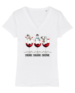 cu vin si umor de  Crăciun - Drink drank drunk snowmen Tricou mânecă scurtă guler V Damă Evoker