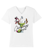 cu vin si umor de  Crăciun - Green Christmas Spirit Tricou mânecă scurtă guler V Bărbat Presenter