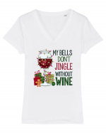 cu vin si umor de  Crăciun - My bells do not jingle without wine Tricou mânecă scurtă guler V Damă Evoker