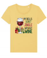 cu vin si umor de  Crăciun - My bells do not jingle without wine Tricou mânecă scurtă guler larg fitted Damă Expresser