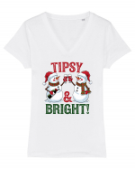 cu vin si umor de  Crăciun - Tipsy and bright Tricou mânecă scurtă guler V Damă Evoker