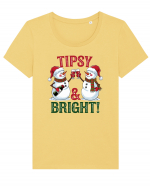 cu vin si umor de  Crăciun - Tipsy and bright Tricou mânecă scurtă guler larg fitted Damă Expresser