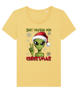 Crăciun extraterestru - Just waiting for Christmas Tricou mânecă scurtă guler larg fitted Damă Expresser