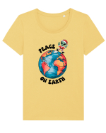 Crăciun extraterestru - Peace on Earth Tricou mânecă scurtă guler larg fitted Damă Expresser