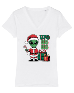 Crăciun extraterestru - UFO ho ho Tricou mânecă scurtă guler V Damă Evoker