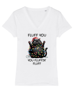 de Crăciun cu pisici rebele - Fluff you - you fluffin fluff Tricou mânecă scurtă guler V Damă Evoker