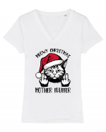 de Crăciun cu pisici rebele - Meowy Christmas Mother Fluffer Tricou mânecă scurtă guler V Damă Evoker