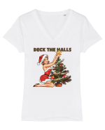 de Crăciun pentru femei cu atitudine - Deck the halls Tricou mânecă scurtă guler V Damă Evoker