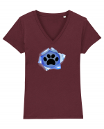 Dog footprint Tricou mânecă scurtă guler V Damă Evoker