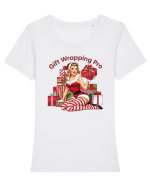de Crăciun pentru femei cu atitudine - Gift wrapping pro Tricou mânecă scurtă guler larg fitted Damă Expresser