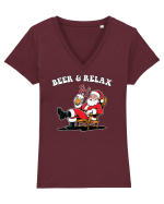 cu bere de Crăciun - Beer and relax Tricou mânecă scurtă guler V Damă Evoker