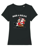cu bere de Crăciun - Beer and relax Tricou mânecă scurtă guler larg fitted Damă Expresser
