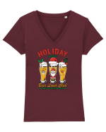 cu bere de Crăciun - Holiday spirit - Beer lover club Tricou mânecă scurtă guler V Damă Evoker
