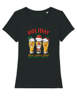 cu bere de Crăciun - Holiday spirit - Beer lover club Tricou mânecă scurtă guler larg fitted Damă Expresser