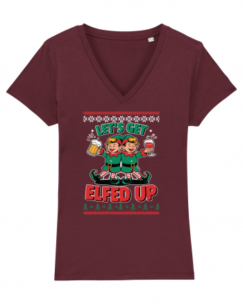 cu bere de Crăciun - Lets get elfed up Burgundy