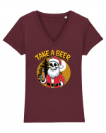 cu bere de Crăciun - Take a beer Tricou mânecă scurtă guler V Damă Evoker