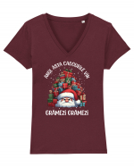 pentru cadou Secret Santa - Anul ăsta cadourile vin grămezi, grămezi Tricou mânecă scurtă guler V Damă Evoker