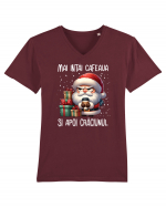 pentru cadou Secret Santa - Mai întâi cafeaua și apoi Crăciunul Tricou mânecă scurtă guler V Bărbat Presenter