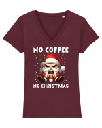 pentru cadou Secret Santa - No coffee no Christmas Tricou mânecă scurtă guler V Damă Evoker