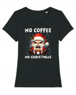 pentru cadou Secret Santa - No coffee no Christmas Tricou mânecă scurtă guler larg fitted Damă Expresser