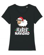 Fleece Navidad Tricou mânecă scurtă guler larg fitted Damă Expresser