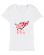 Pig Tricou mânecă scurtă guler V Damă Evoker