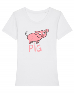 Pig Tricou mânecă scurtă guler larg fitted Damă Expresser