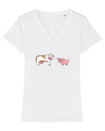 Porcule! Vaco! Tricou mânecă scurtă guler V Damă Evoker