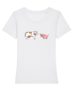 Porcule! Vaco! Tricou mânecă scurtă guler larg fitted Damă Expresser