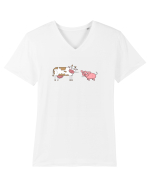 Porcule! Vaco! Tricou mânecă scurtă guler V Bărbat Presenter