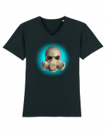 Craniu gasmaskskull 07 albastru Tricou mânecă scurtă guler V Bărbat Presenter