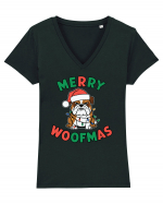 Merry Woofmas Tricou mânecă scurtă guler V Damă Evoker